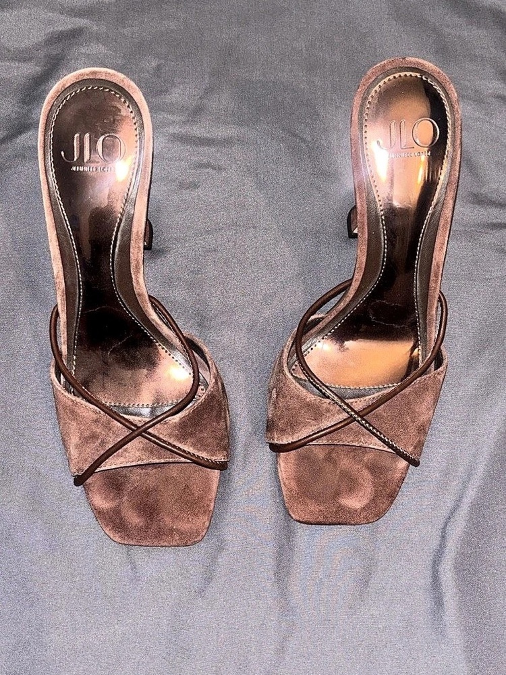 Jennifer Lopez Strappy Suede Heels
